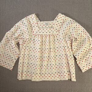 Madewell Women's Square-Neck Cotton Top in Clipdot, size XS